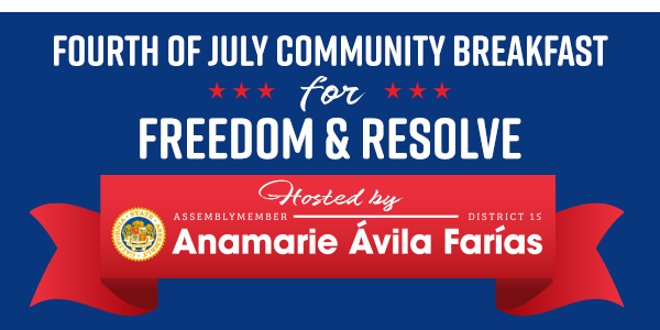 Asm. Farias 4th of July Community Breakfast Graphic